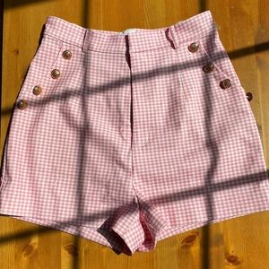 meshki high waisted pink gingham shorts